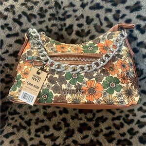 Madden NYC Floral Shoulder Bag with Silver Chain